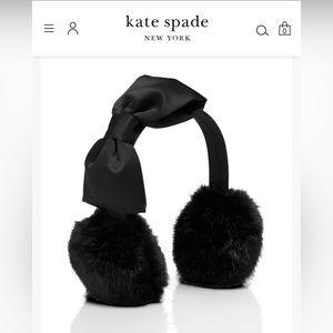 Kate Spade Girl Satin Bow and Faux Fur Earmuffs - Black
